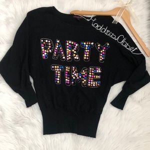 Material Girl PARTY TIME beaded sparkly sweater XS